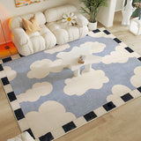 Tapis Rectangulaire Imitation Cachemire Motif Nuages & Damier – Salon & Chambre 1