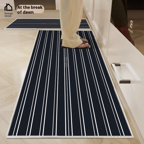 Tapis de Cuisine Lavable Velours Bouclé Rayé – Nordique