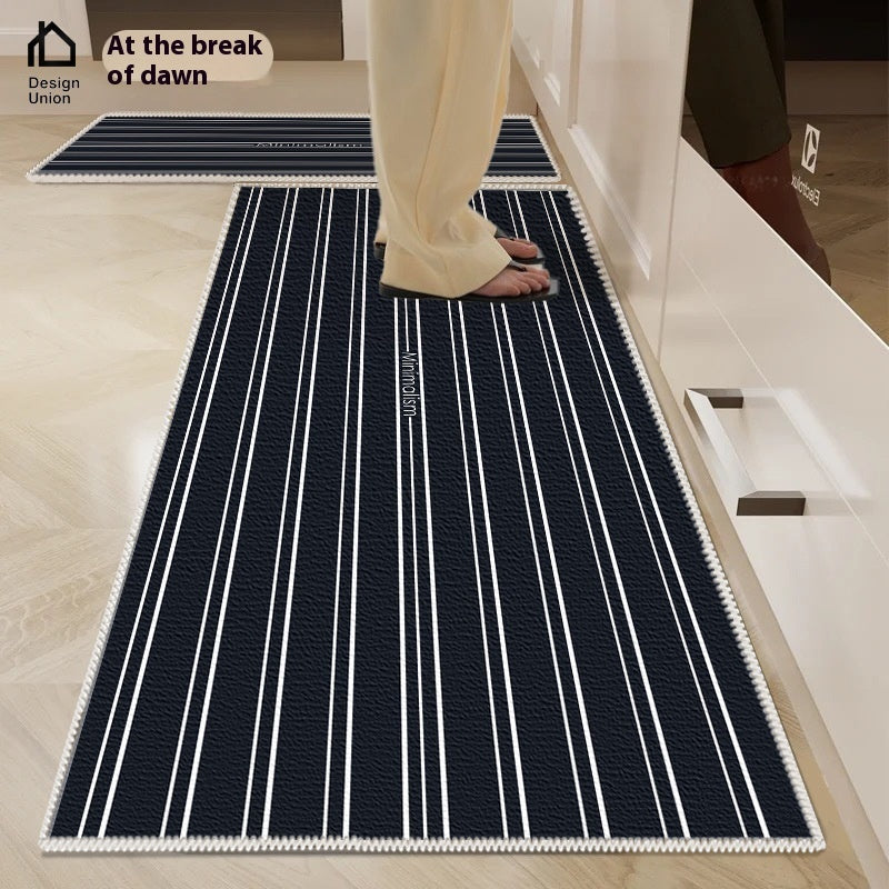 Tapis de Cuisine Lavable Velours Bouclé Rayé – Nordique — Tapinna®