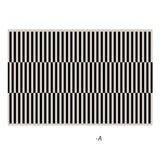 Tapis Rectangulaire Velours Vison Rayé Noir et Blanc Épais 6