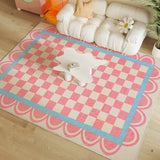 Tapis Rectangulaire Imitation Cachemire Motif Nuages & Damier – Salon & Chambre 4