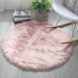 Tapis Rond Fourrure Synthétique Uni Moelleux Salon Chambre 7