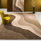 Tapis Rectangulaire Motif Vagues Abstraites Colorées – Terracotta, Vert 3