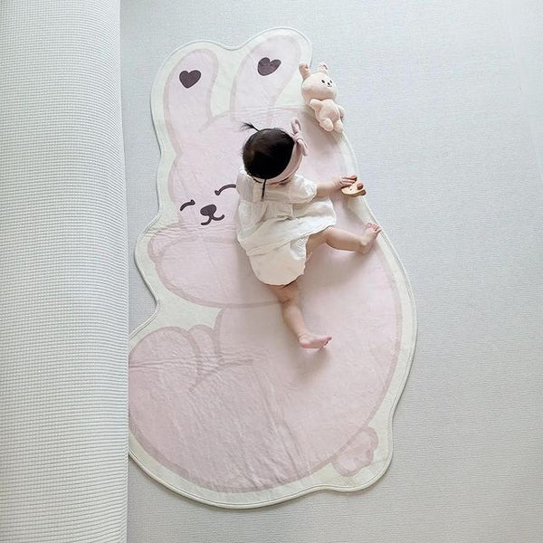 Tapis Éveil Bébé Imprimé Lapin Rose – Chambre Enfant