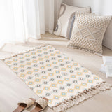 Tapis Tissé Coton Lin Franges Motifs Berbères Scandinave 6