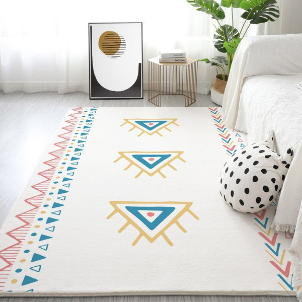 Tapis Runner Berbère Blanc & Noir Motif Géométrique – Salon & Couloir