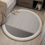 Tapis Rond Rayures Texturées – Beige & Crème Relief | Salon Chambre 1