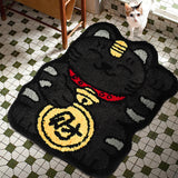 Tapis Chat Porte-Bonheur Maneki-Neko Noir et Or 1