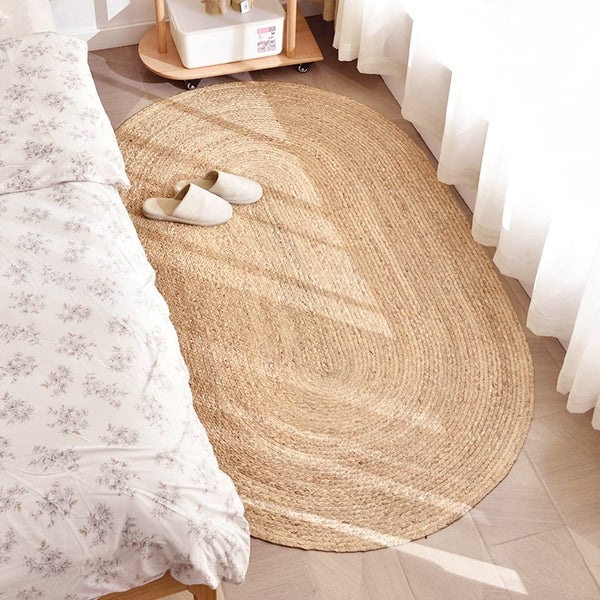 Tapis Ovale Jonc de Mer Tressé Naturel – Salon & Chambre