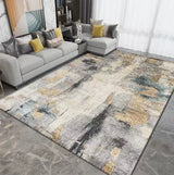 Tapis Rectangulaire Abstrait Contemporain – Gris et Beige 2