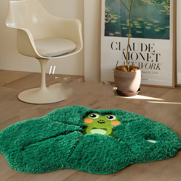 Tapis Forme Grenouille Shaggy Vert – Chambre & Salon
