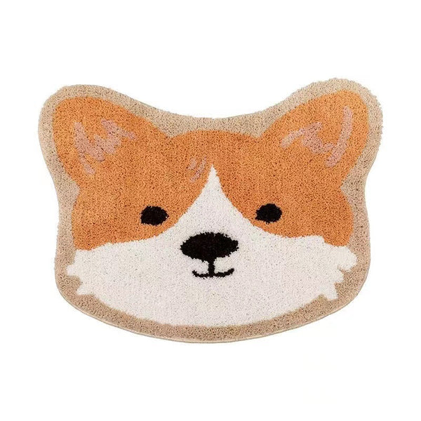 Tapis Salle de Bain Tête Chiot Cartoon Cachemire Absorbant