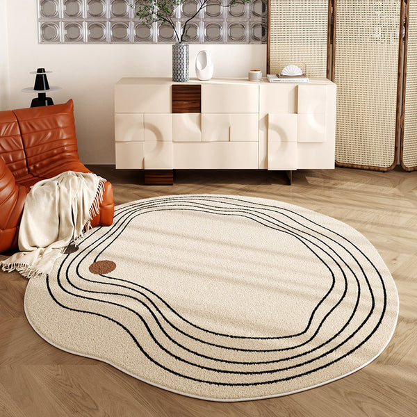 Tapis Forme Irrégulière Motif Lignes Organiques – Salon & Chambre