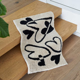 Tapis Entrée Coeur Touffeté Noir Blanc Moderne Hall Chambre 1