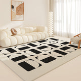 Tapis Rectangulaire Géométrique Minimaliste Noir et Blanc – Résistant 4
