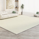 Tapis Rectangulaire Uni Crème – Texture Relief Microrayures | Salon Chambre 6