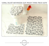 Set 3 Pièces Salle de Bain – Motif Galets Gris & Blanc | Tapis & Contour WC 9