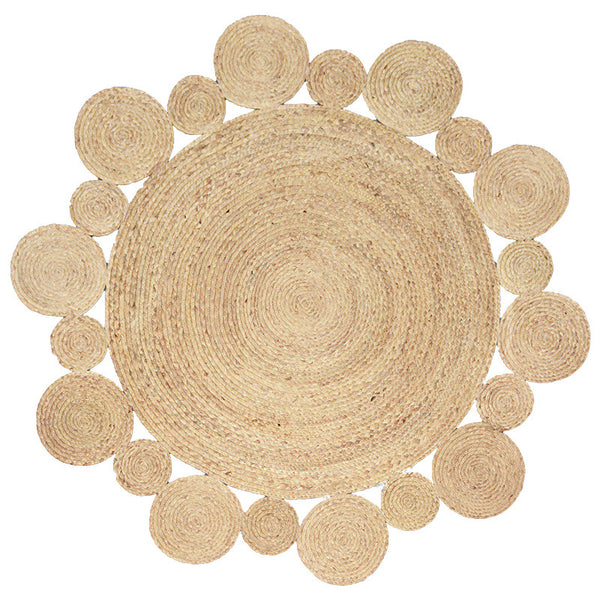 Tapis Rond Tressé Main Jute Naturel Festonné – Salon & Entrée