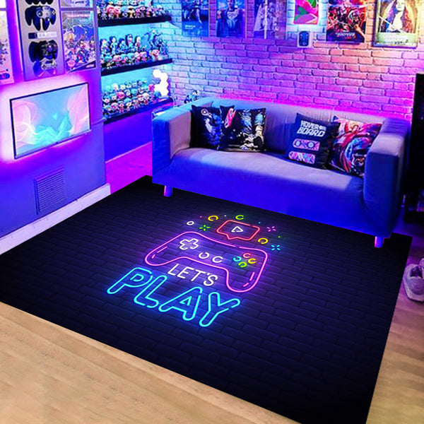 Tapis Rectangulaire Gamer Néon Cyberpunk – Chambre & Salon