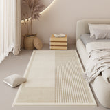 Tapis Chambre Minimaliste Rayures Géométriques Beige Doux 3