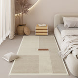 Tapis Chambre Minimaliste Rayures Géométriques Beige Doux 1