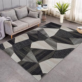 Tapis Géométrique Gris Bordeaux Triangles Modernes Salon 2