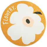 Tapis Rond Grandes Fleurs Blanches Style Marimekko – Salon & Chambre 3