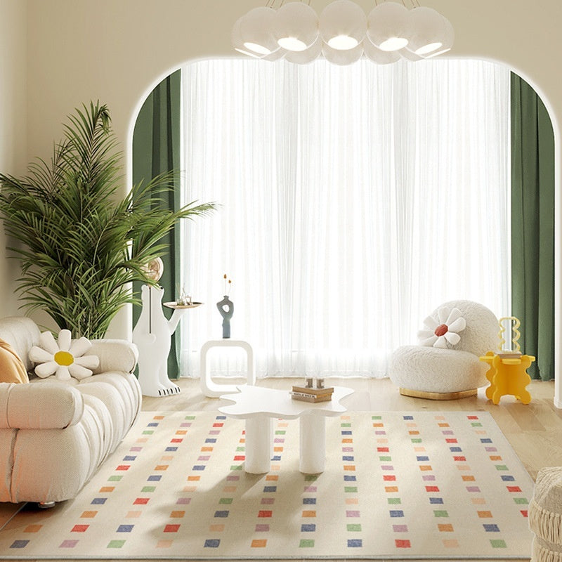 Tapis Imitation Cachemire Pied-de-poule Coloré – Style Nordique — Tapinna®