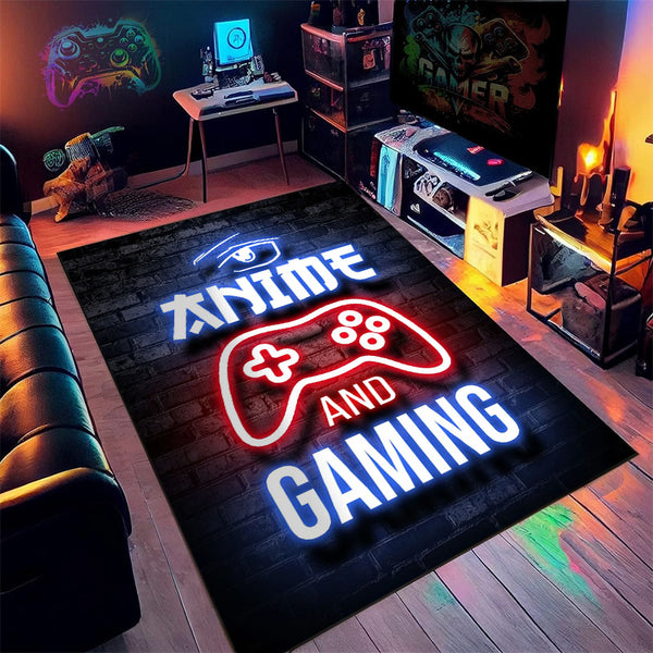 Tapis Rectangulaire Gaming Néon "Love Gaming" – Chambre & Salon