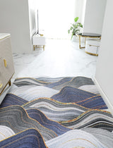 Tapis PVC Vinyle Motif Marbre Bleu Marine – Salon & Cuisine 3