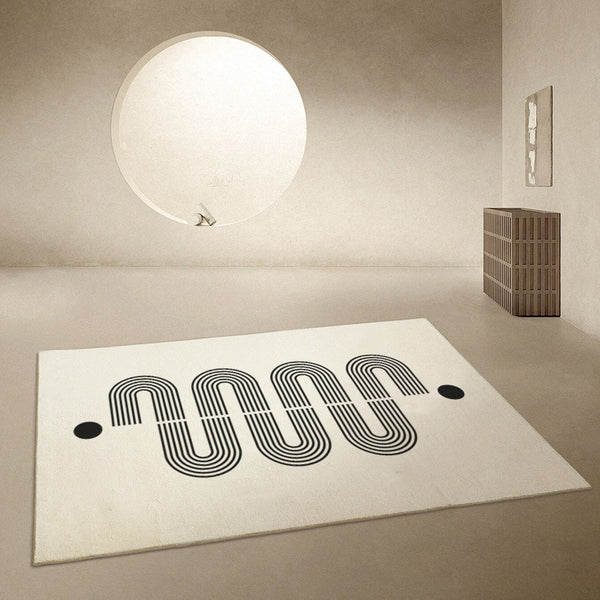 Tapis Rectangulaire Imitation Cachemire Motif Lignes Luxe Léger – Salon & Chambre