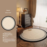 Tapis Rond Vintage – Motif Floral Oriental Beige & Brun | Salon Chambre 3
