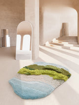 Tapis Forme Irrégulière Laine Tufté Vert & Beige – Salon & Table Basse 3