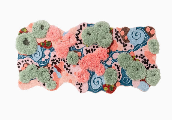 Tapis Touffeté Irrégulier Jardin d'Été Coloré Fleurs Chambre