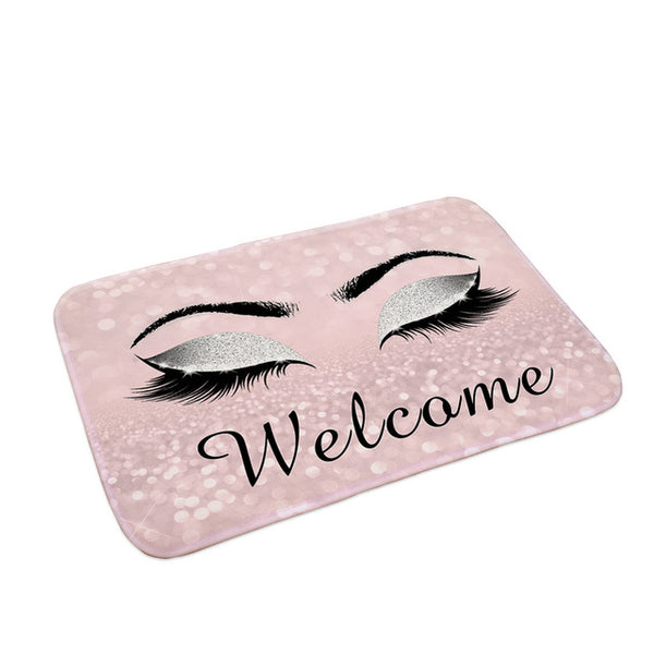 Paillasson "Welcome" Rose Gold & Cils – Entrée & Salle de Bain