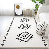 Tapis Berbère Blanc Crème Motifs Géométriques Noirs – Salon & Chambre 1