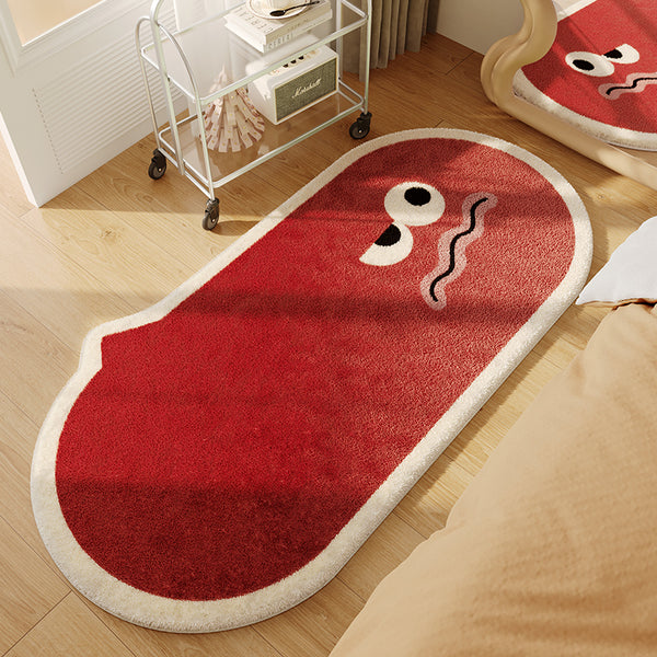 Tapis Chevet Ovale Expressions Cartoon Chambre Velours Coloré