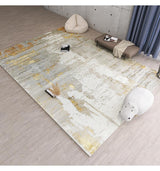 Tapis Rectangulaire Abstrait Doré & Gris Style Luxe – Salon & Chambre 2