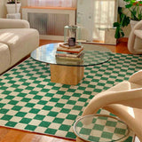 Tapis Rectangulaire Damier Mode – Vert, Beige et Plus 1