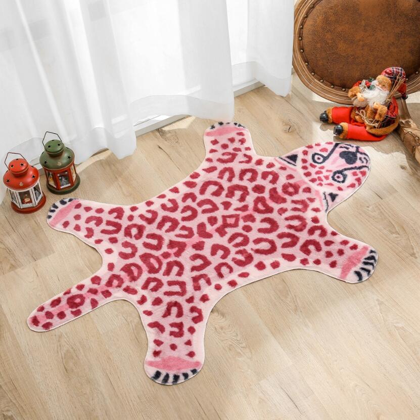Tapis Forme Ours Imprimé Léopard Rose – Chambre Enfant — Tapinna®