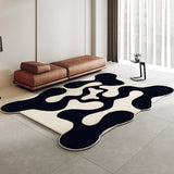 Tapis Rectangulaire Velours Motif Vague Noir & Blanc – Salon 1