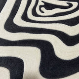 Tapis Forme Irrégulière Lignes Vagues Bleu & Noir – Salon & Chambre 3