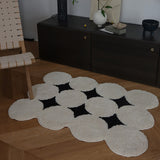 Tapis Touffeté Rond Pois Noirs Blanc Cassé Nordique Luxe Salon 2