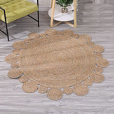 Tapis Rond Tressé Main Jute Naturel Festonné – Salon & Entrée 8