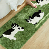 Tapis Couloir Vert Gazon Chats Cartoon en Relief – Chambre Enfant 2