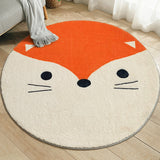 Tapis Rond Épais Visage Animal Chambre Enfant Coloré 12