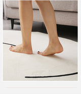 Tapis Salon Grand Format Crème Uni Texturé Style Japonais 5