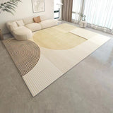 Tapis Rectangulaire Style Crème Géométrique – Salon Table Basse 3