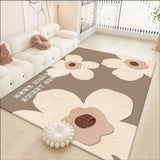 Tapis Floral Cartoon – Fleurs & Feuilles Beige & Rose | Salon Chambre 7