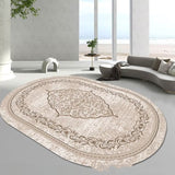 Tapis Ovale Floral Classique Européen Fond Crème Riche Salon 7